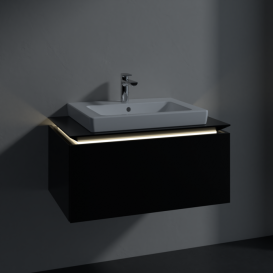 Тумба под раковину Villeroy & Boch Legato 80х38 см с подсветкой МДФ/ДСП черный матовый лак B678L0PD