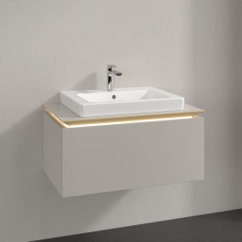 Тумба під раковину Villeroy & Boch Legato 80х38 см з підсвічуванням ДСП ніжно-сірий B678L0VK