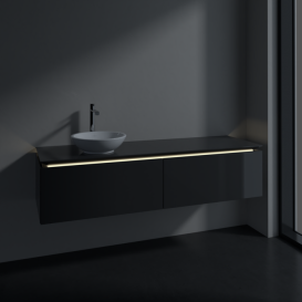 Тумба під раковину Villeroy & Boch Legato 160х38 см з підсвічуванням МДФ/ДСП глянсовий сірий B595L0FP