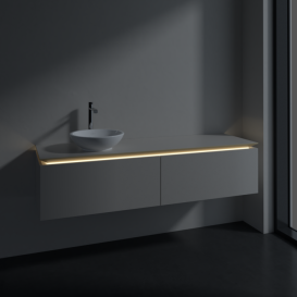 Тумба под раковину Villeroy & Boch Legato 160х38 см с подсветкой ДСП нежно-серый B595L0VK