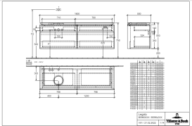 Тумба под раковину Villeroy & Boch Legato 160х55 см с подсветкой МДФ/ДСП глянцевый серый B596L0FP