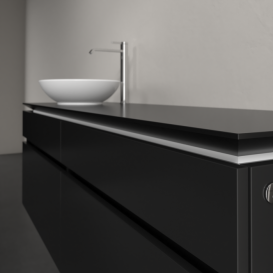 Тумба під раковину Villeroy&Boch Legato 160х55 см з підсвічуванням МДФ/ДСП чорний матовий лак B596L0PD