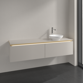 Тумба под раковину Villeroy & Boch Legato 160х38 см с подсветкой ДСП нежно-серый B597L0VK