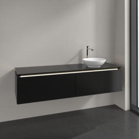 Тумба под раковину Villeroy & Boch Legato 160х38 см с подсветкой МДФ/ДСП черный матовый лак B597L0PD