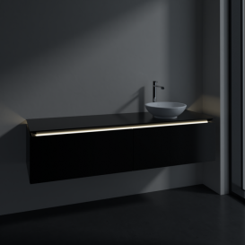 Тумба под раковину Villeroy & Boch Legato 160х38 см с подсветкой МДФ/ДСП черный матовый лак B597L0PD