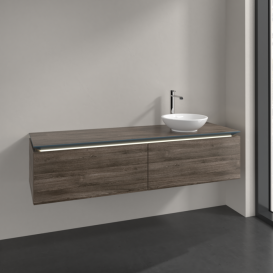 Тумба під раковину Villeroy & Boch Legato 160х38 см з підсвічуванням ДСП кам'яний дуб B597L0RK
