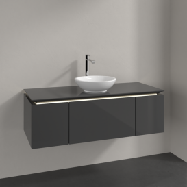 Тумба під раковину Villeroy & Boch Legato 120х38 см з підсвічуванням МДФ/ДСП глянсовий сірий B577L0FP