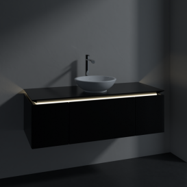 Тумба під раковину Villeroy&Boch Legato 120х38 см з підсвічуванням МДФ/ДСП чорний матовий лак B577L0PD