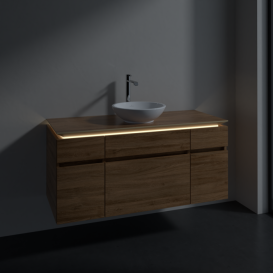 Тумба під раковину Villeroy & Boch Legato 120х55 см з підсвічуванням ДСП дуб канзас B578L0RH