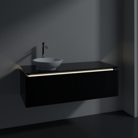 Тумба під раковину Villeroy&Boch Legato 120х38 см з підсвічуванням МДФ/ДСП чорний матовий лак B579L0PD
