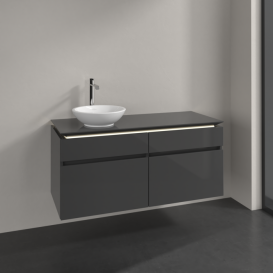 Тумба під раковину Villeroy & Boch Legato 120х55 см з підсвічуванням МДФ/ДСП глянсовий сірий B580L0FP