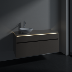 Тумба под раковину Villeroy & Boch Legato 120х55 см з підсвічуванням ДСП трюфель серый B580L0VG