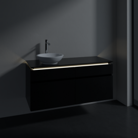 Тумба под раковину Villeroy & Boch Legato 120х55 см с подсветкой МДФ/ДСП черный матовый лак B580L0PD