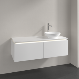 Тумба під раковину Villeroy & Boch Legato 120х38 см з підсвічуванням МДФ/ДСП білий глянсовий B581L0DH