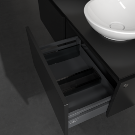 Тумба под раковину Villeroy & Boch Legato 120х38 см с подсветкой МДФ/ДСП черный матовый лак B583L0PD