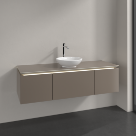 Тумба під раковину Villeroy & Boch Legato 140х38 см з підсвічуванням ДСП сірий трюфель B585L0VG