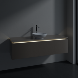Тумба під раковину Villeroy & Boch Legato 140х38 см з підсвічуванням ДСП сірий трюфель B585L0VG