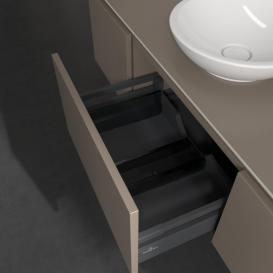 Тумба під раковину Villeroy & Boch Legato 140х38 см з підсвічуванням ДСП сірий трюфель B585L0VG