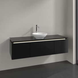Тумба под раковину Villeroy & Boch Legato 140х38 см с подсветкой МДФ/ДСП черный матовый лак B585L0PD