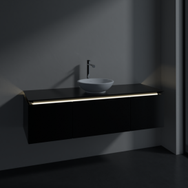 Тумба под раковину Villeroy & Boch Legato 140х38 см с подсветкой МДФ/ДСП черный матовый лак B585L0PD