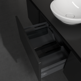 Тумба под раковину Villeroy & Boch Legato 140х38 см с подсветкой МДФ/ДСП черный матовый лак B585L0PD