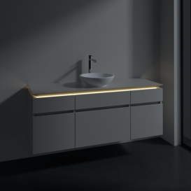 Тумба під раковину Villeroy & Boch Legato 140х55 см з підсвічуванням ДСП ніжно-сірий B586L0VK