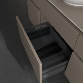 Тумба под раковину Villeroy & Boch Legato 140х55 см с подсветкой ДСП трюфель серый B586L0VG