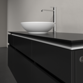 Тумба под раковину Villeroy & Boch Legato 140х55 см с подсветкой МДФ/ДСП черный матовый лак B586L0PD