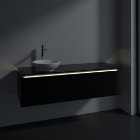 Тумба под раковину Villeroy & Boch Legato 140х38 см с подсветкой МДФ/ДСП черный матовый лак B587L0PD