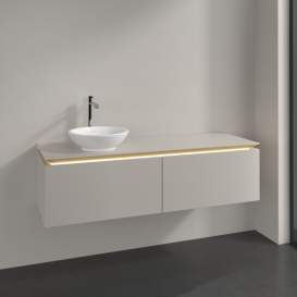 Тумба под раковину Villeroy & Boch Legato 140х38 см с подсветкой ДСП нежно-серый B587L0VK