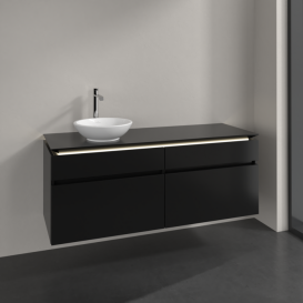 Тумба под раковину Villeroy & Boch Legato 140х55 см с подсветкой МДФ/ДСП черный матовый лак B588L0PD