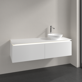 Тумба під раковину Villeroy & Boch Legato 140х38 см з підсвічуванням ДСП білий матовий B589L0MS