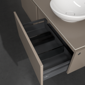 Тумба під раковину Villeroy & Boch Legato 140х38 см з підсвічуванням ДСП сірий трюфель B589L0VG