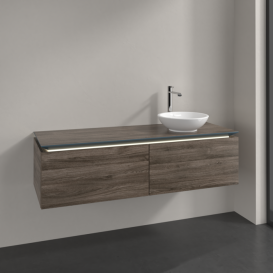 Тумба під раковину Villeroy & Boch Legato 140х38 см з підсвічуванням ДСП кам'яний дуб B589L0RK