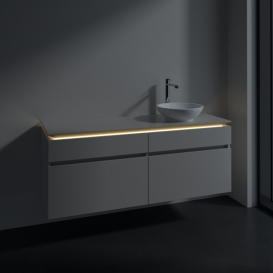 Тумба під раковину Villeroy & Boch Legato 140х55 см з підсвічуванням ДСП ніжно-сірий B590L0VK