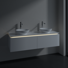 Тумба під раковину Villeroy & Boch Legato 140х38 см з підсвічуванням МДФ/ДСП білий глянсовий B591L0DH