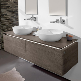 Тумба під раковину Villeroy & Boch Legato 140х38 см з підсвічуванням МДФ/ДСП глянсовий сірий B591L0FP