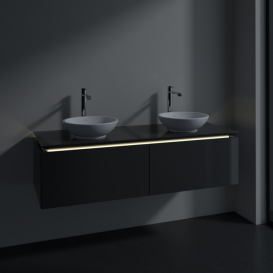 Тумба під раковину Villeroy & Boch Legato 140х38 см з підсвічуванням МДФ/ДСП глянсовий сірий B591L0FP