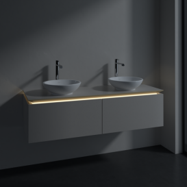 Тумба під раковину Villeroy & Boch Legato 140х38 см з підсвічуванням ДСП ніжно-сірий B591L0VK