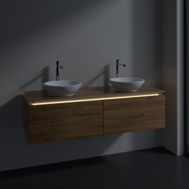 Тумба под раковину Villeroy & Boch Legato 140х38 смс подсветкой ДСП дуб канзас B591L0RH