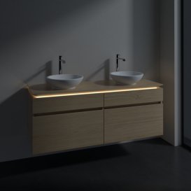 Тумба под раковину Villeroy & Boch Legato 140х55 см с подсветкой ДСП северный дуб B592L0VJ
