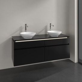 Тумба під раковину Villeroy&Boch Legato 140х55 см з підсвічуванням МДФ/ДСП чорний матовий лак B592L0PD