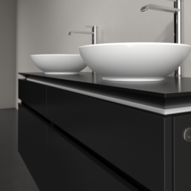 Тумба під раковину Villeroy&Boch Legato 140х55 см з підсвічуванням МДФ/ДСП чорний матовий лак B592L0PD