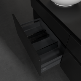 Тумба під раковину Villeroy&Boch Legato 140х55 см з підсвічуванням МДФ/ДСП чорний матовий лак B592L0PD