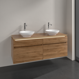 Тумба під раковину Villeroy & Boch Legato 140х55 см з підсвічуванням ДСП дуб канзас B592L0RH