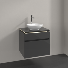 Тумба під раковину Villeroy & Boch Legato 60х55 см з підсвічуванням МДФ/ДСП глянсовий сірий B568L0FP