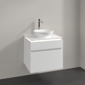 Тумба під раковину Villeroy&Boch Legato 60х55 см з підсвічуванням ДСП білий матовий B568L0MS