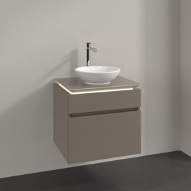 Тумба под раковину Villeroy & Boch Legato 60х55 см с подсветкой ДСП трюфель серый B568L0VG