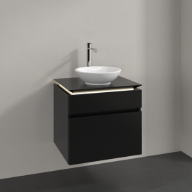 Тумба под раковину Villeroy & Boch Legato 60х55 см с подсветкой МДФ/ДСП черный матовый лак B568L0PD