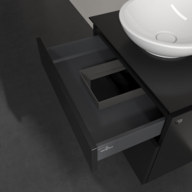 Тумба под раковину Villeroy & Boch Legato 60х55 см с подсветкой МДФ/ДСП черный матовый лак B568L0PD